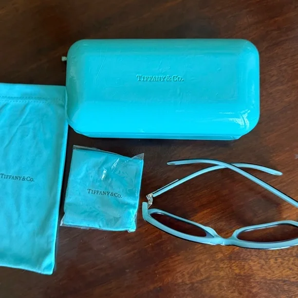 Tiffany Sunglasses EUC Black with the Tiffany Blue - Picture 2 of 5
